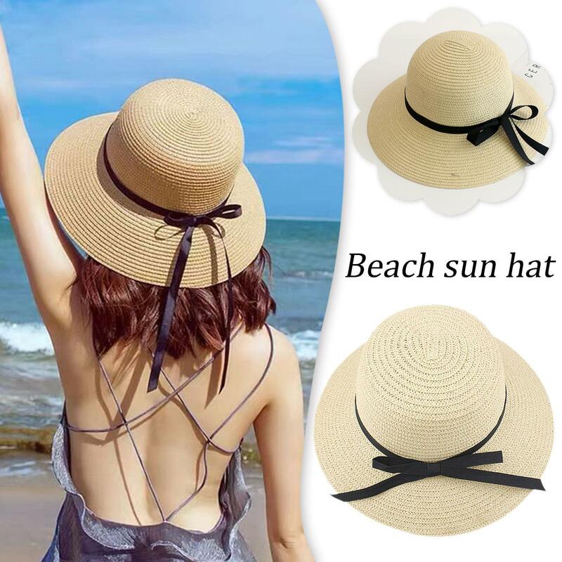 قبعات الصيف للنساء ، قبعة القش ، عارضة ، مسطحة ، نمط بنما ، الشاطئ ، الموضة