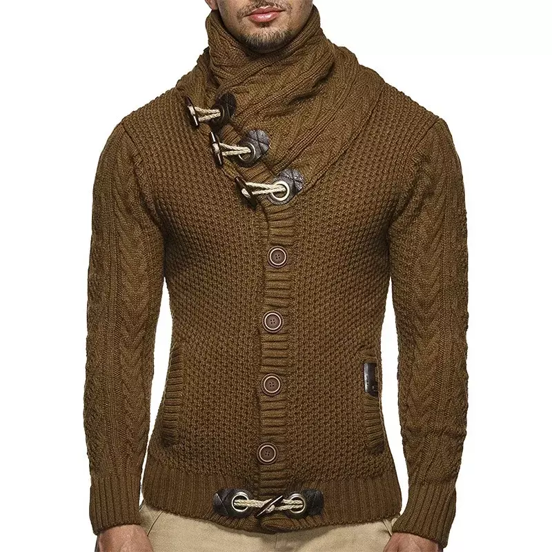 남성용 긴팔 니트 풀오버, 스트리트웨어 의류, 터틀넥 스웨터, 가을 겨울, 부드럽고 따뜻한 기본