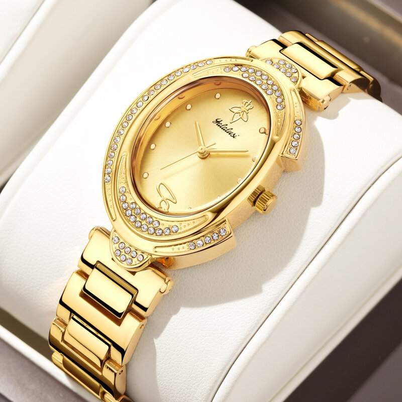 Лидер продаж 2024, новые женские часы бренда YaLaLuSi, роскошная коробка с золотым кристаллом и бриллиантами для удаления часов, ионное золотое покрытие