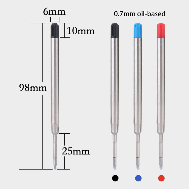 5pcs Metal Gel Refills Black&Blue&Red Ink Ballpoint Pen Refills Medium Point Rods for Writing Office Stationery