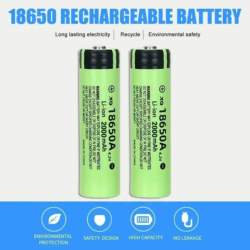 Nieuwe Hot Sale 18650 Hoge Kwaliteit 4.2V 2000Mah Batterij Oplaadbare Power High-Capacity Lithium Batterij Met Led Zaklamp