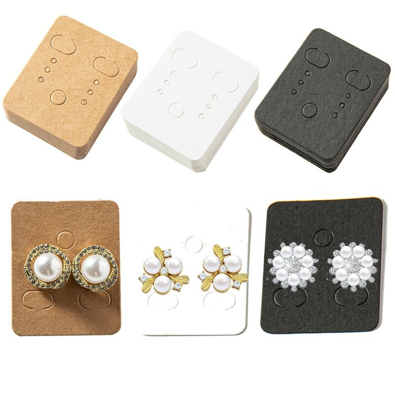 50 pezzi di carta Kraft bianca vuota Display Hang Card per orecchini fai da te orecchini a bottone pacchetto di gioielli forniture accessori per piccole imprese