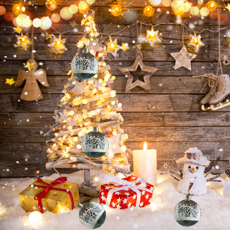 Adorno de bola de Navidad transparente, paquete de regalo de adorno de árbol de Navidad brillante, encanto de arreglo de escena de Navidad