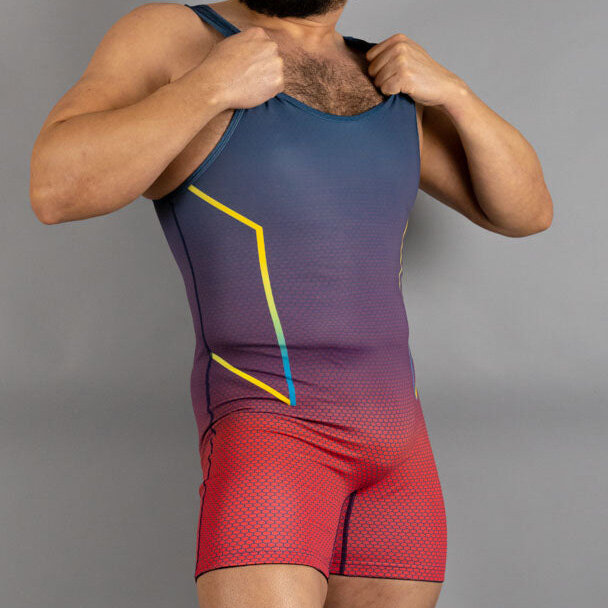 Singlet Gulat Triathlon Bodysuit WWE Gym Bernapas Olahraga Pakaian Renang Skinsuit Lari Maraton Angkat Besi Angkat Besi
