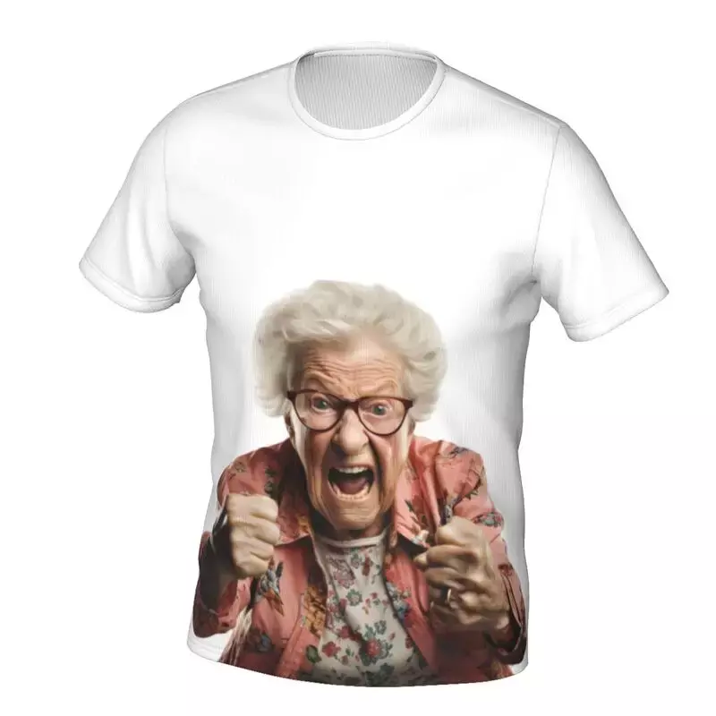 Take on Grandma Angel Men's Leisure Fashion Grandma 3D Printed T-shirt Cool and Breathable Large Top Short Sleeve  Y2K
