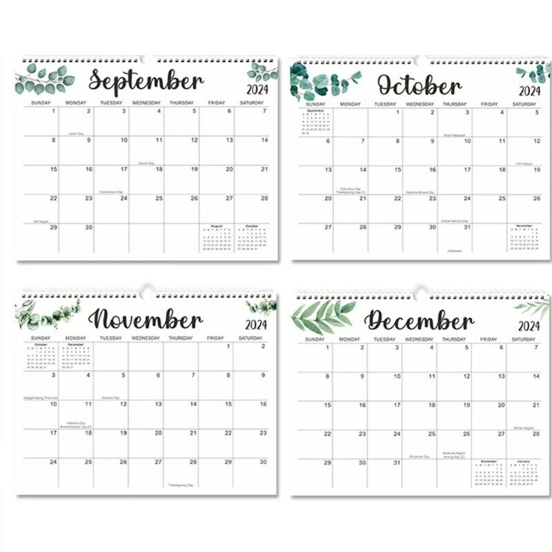 Calendario 2024 Calendario mensile Calendario da parete Calendario wirebound con panoramica delle festività per dropship del