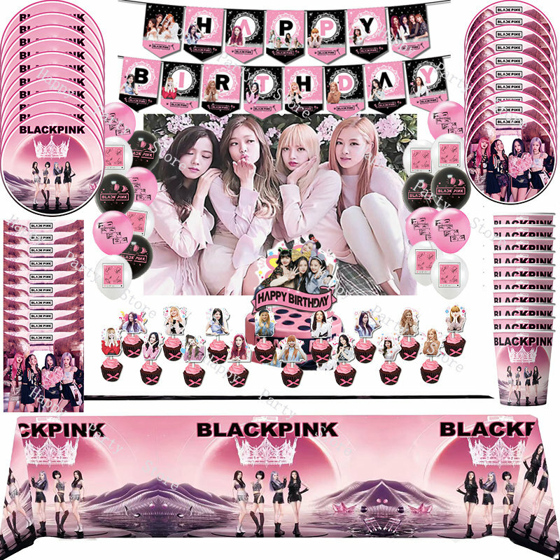 Суперзвезда, черные и розовые воздушные шары для девочек, яркие принадлежности, баннер на день рождения, латексные воздушные шары, украшение для торта, детские игрушки