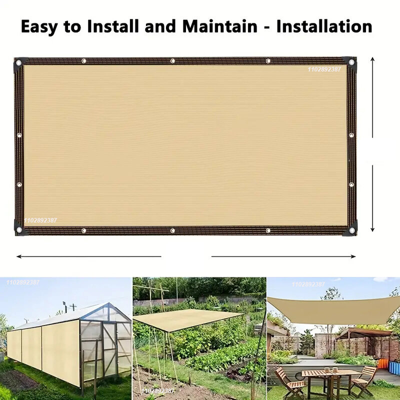 Filet d'ombrage en HDPE beige pour plantes de jardin, voile d'ombrage, protection UV, pergola d'extérieur, couverture solaire, auvent de piscine, 90%
