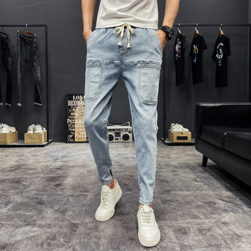 Jeans Pria Musim Semi Musim Panas Baru 2023 Jeans Klasik Elastis Warna Solid Vintage Celana Panjang Denim Fashion Ramping Pria Celana Kargo