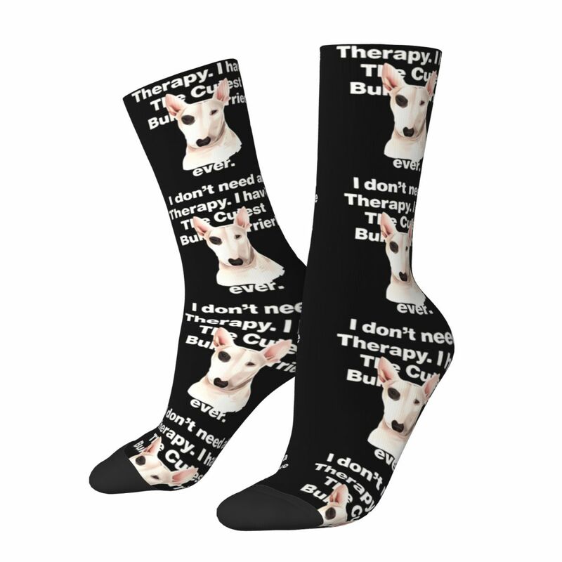 Носки с животными The Bull Terrier «Я не нуждаюсь в терапии», мужские и женские носки для велоспорта, новинка, весна, лето, Осень, Зима, чулки в подарок