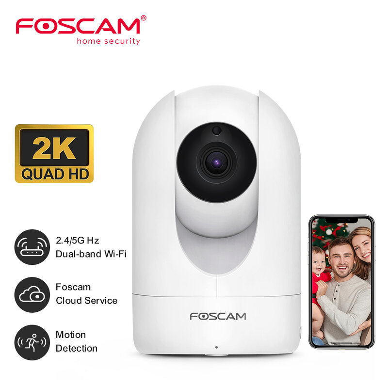 FOSCAM-cámara de seguridad para el hogar, dispositivo de videovigilancia de 4MP, WiFi, Pan & Tilt, 2,4/5GHz, IP inalámbrica para interiores, detección humana por Ia