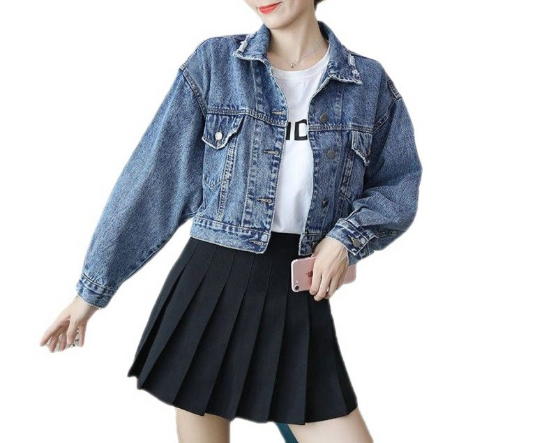 Denim Jacket  Fashion Women's Short Fitting Long Sleeved Lapel Single Breasted Slimming New Coats Loose Top