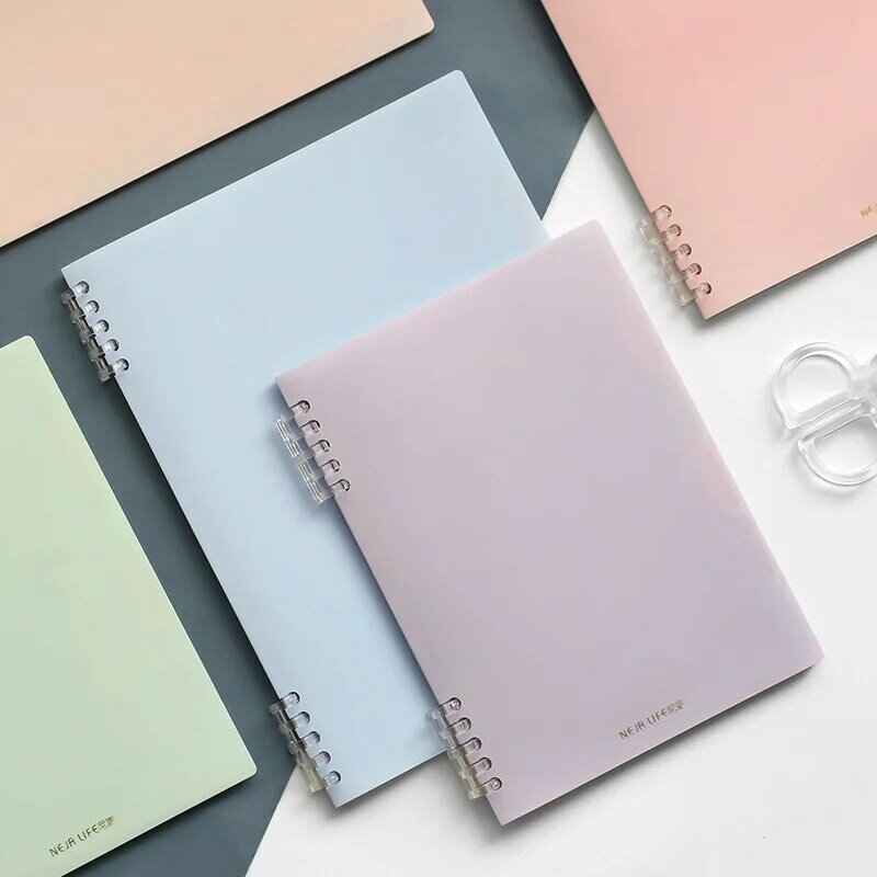 Morandi caderno capa loose-leaf b5 grade horizontal notebook binder anel de plástico disbound capa a5 divisores 6 peça