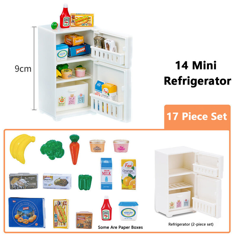 ثلاجة صغيرة نموذج بيت الدمية ، لعبة مشهد المطبخ ، اكسسوارات الطعام المنزلية ، لعب الأطفال ، الديكور ، 1 Set