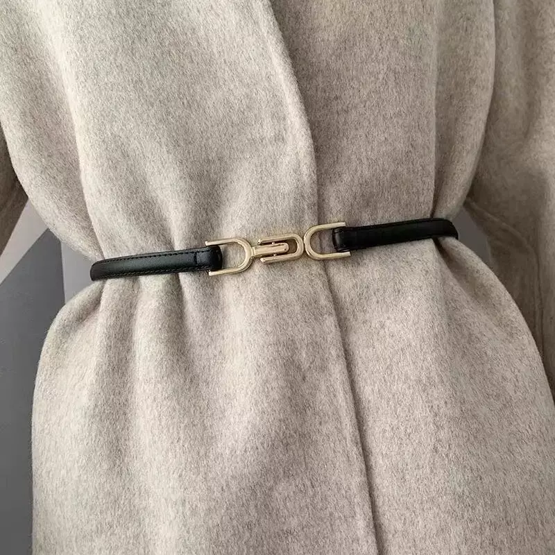 Cinturones de moda para mujer, cinturones de hebilla especial de aleación de Zinc, cinturón ajustable de PU, accesorios de vestir para mujer