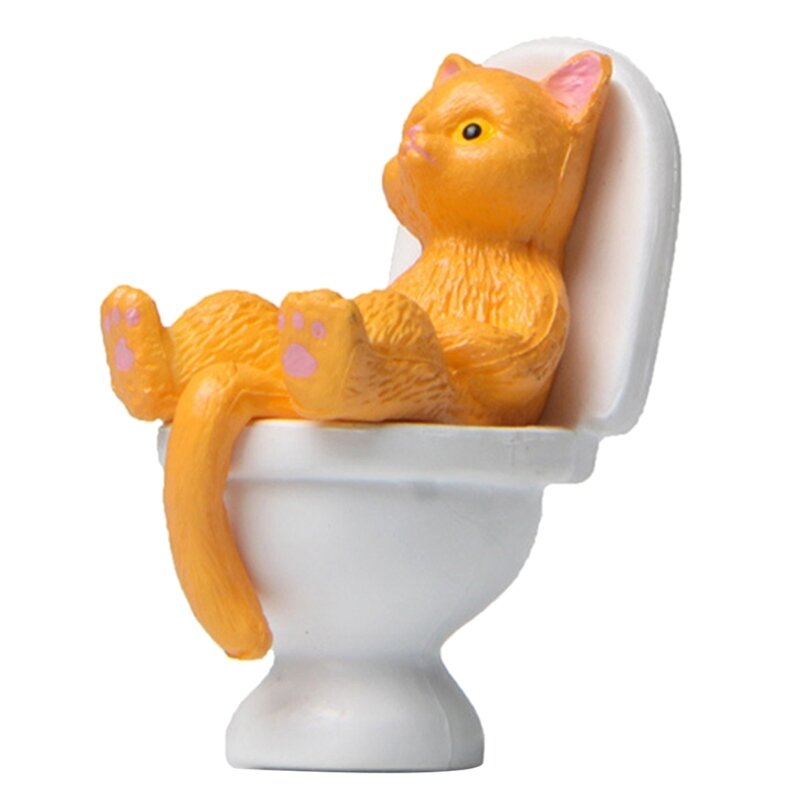 猫のトイレ像樹脂彫刻恋人のための面白い置物庭の装飾