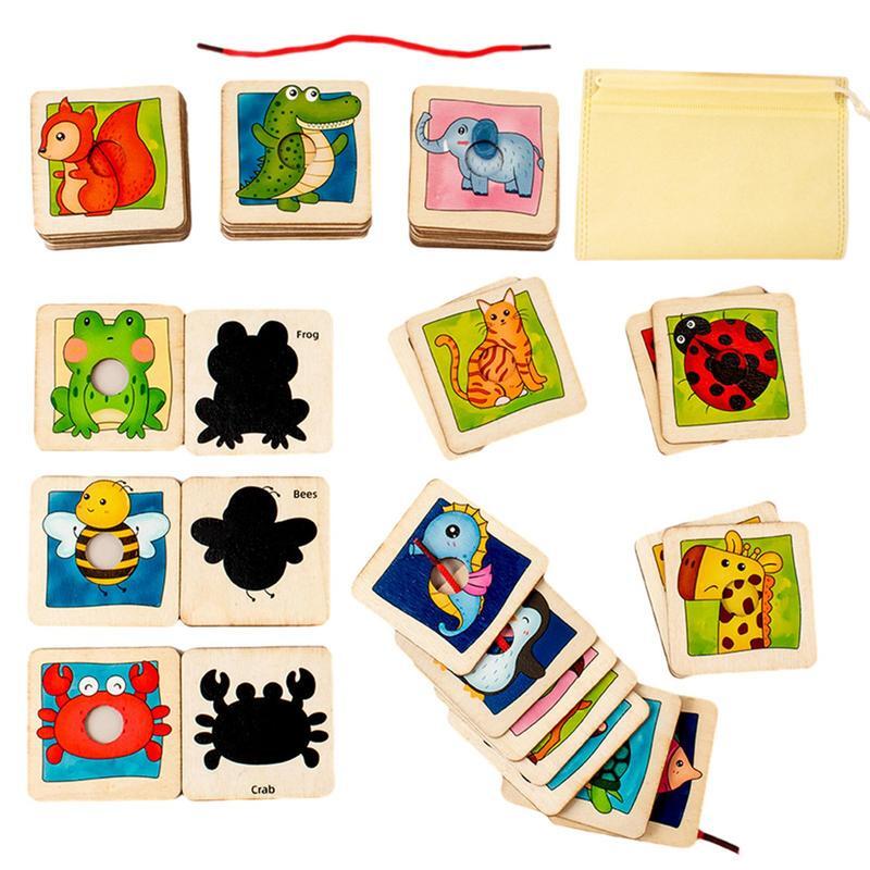 Tarjetas de rompecabezas a juego de animales, juguete único de clasificación y combinación de colores, forma de rompecabezas, apilador de juegos, actividad para niños pequeños