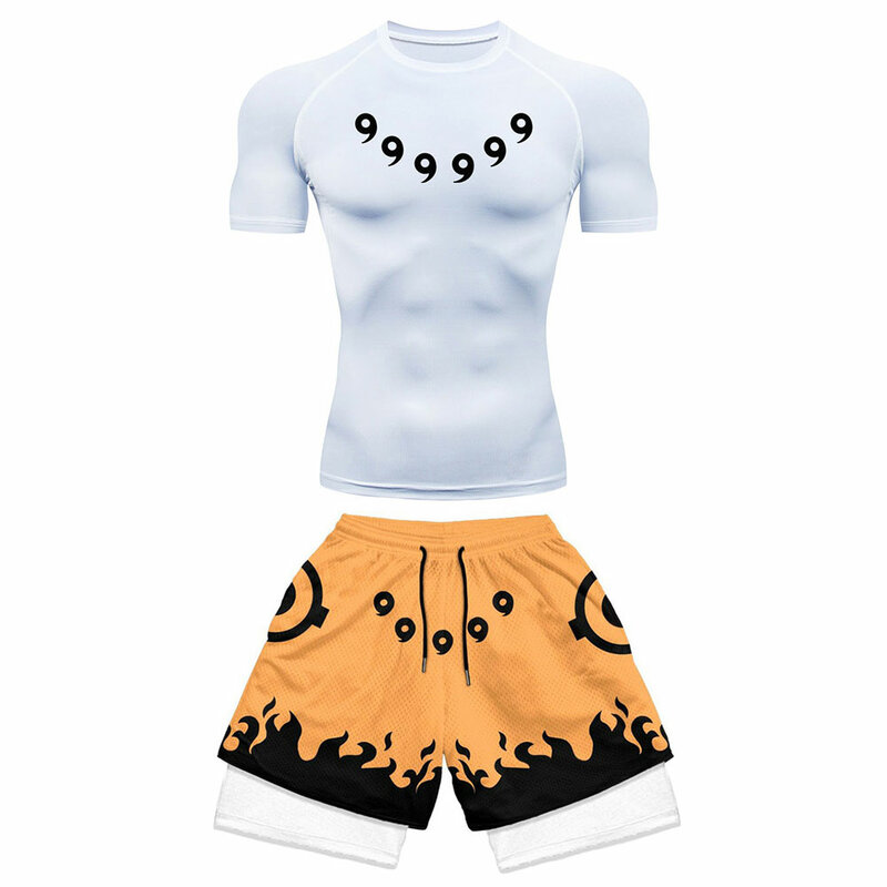 Męski dres zestaw kompresyjny odzież sportowa do ćwiczeń siłownia szybkoschnąca koszulka sportowa Rashgard bieganie legginsy fitness spodenki sportowe