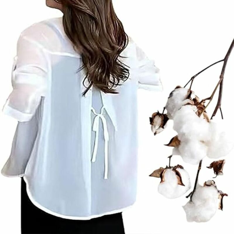 Spring Summer Sunscreen Chiffon Shirt Breathable Quick Drying Long Sleeve Solid Color Three-quarter sleeves