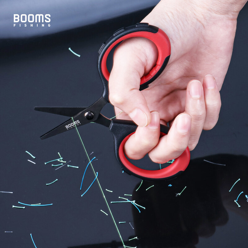 Booms Fishing S05 Braid Wire Scissors Stainless Steel Titanium Coating Antirust Anti-Slip Handle Sharp Fish Line Cutter Tools