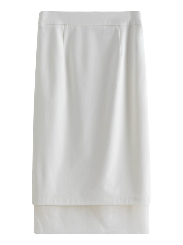 FSLE Slim Fit Skirt With Mesh Hem For Woman Formal Dress Code 2024 Summer New Staple Style Skirt for office Lady 24FS12066
