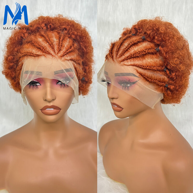 Новое поступление афро человеческие волосы парики с косами для черных женщин 13x4 фронтальные 100% бразильские волосы Remy 6 дюймов волнистый вьющийся парик