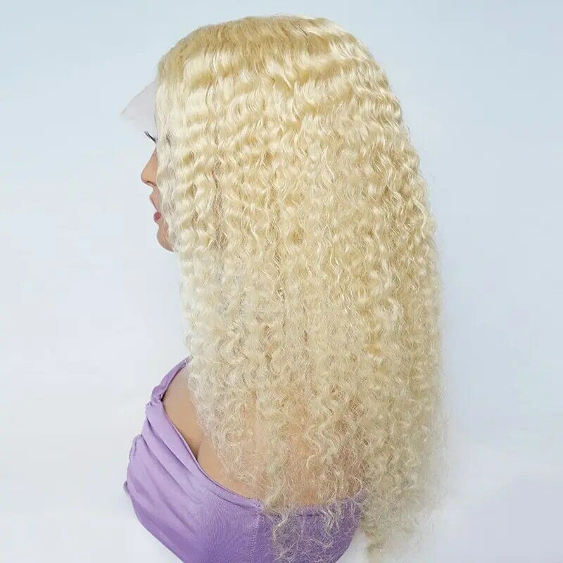 #613 блонд кружево Передние человеческие волосы парики для женщин глубокие кудрявые предварительно выщипанные безклеевые прозрачные кружева закрывающий парик свободная часть BOBBI