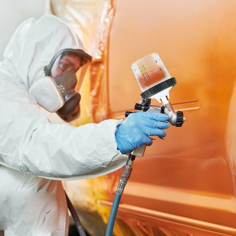 Tazas mezcladoras de pintura automotriz, herramientas de pintura en aerosol seguras con escala transparente y equipo con 50 tazas y tapas, pistolas de pulverización y sistema