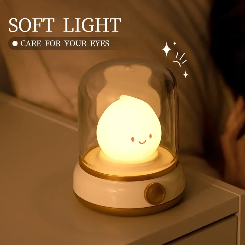 Candle Night Light Cute Kerosene Lamp USB Rechargeable LED Night Light Bedroom Creative Children's Gift Desktop Decorative Lamp