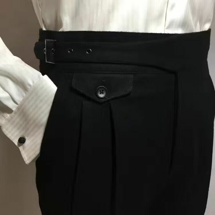 2023 męskie jesienno-zimowe nowe wełniane spodnie z wysokim stanem męskie tweedowe biznesowe spodnie na co dzień męskie długie formalne proste spodnie H336