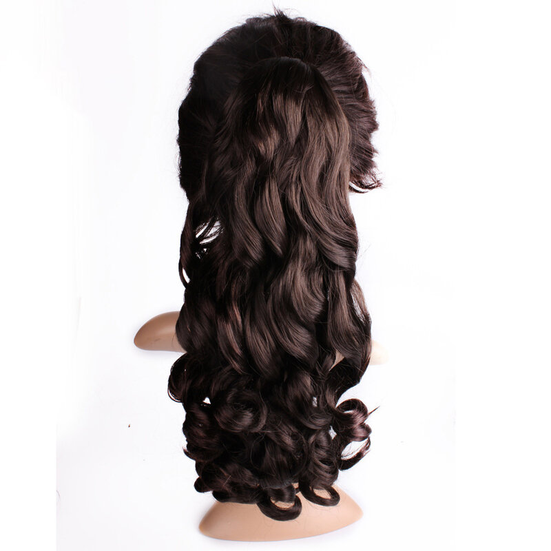 Женский синтетический пушистый вьющийся парик с зажимом для когтей, бесшовный Невидимый синтетический волнистый парик для конского хвоста, наращивание волос 45 см