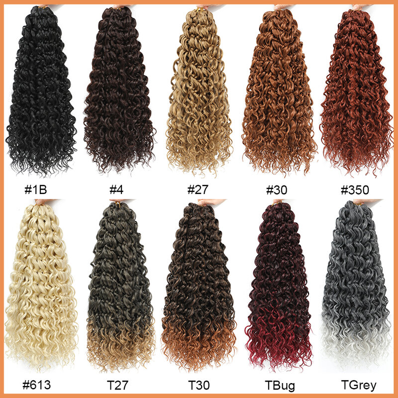 GoGo onda Crochet cabelo, Torção profunda, Praia Curls, Sintético Crochet cabelo, Bohemian tranças, Trança, 18 ", 1-6 Packs