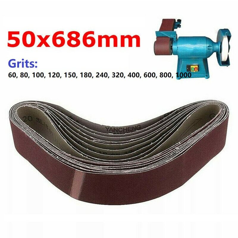 Abrasive Sanding Belts Belt 60/80/100/120/150/180/240/320/400/600/800/1000Grits Wood Grinding Sander Tools Aluminum Oxide 50x686
