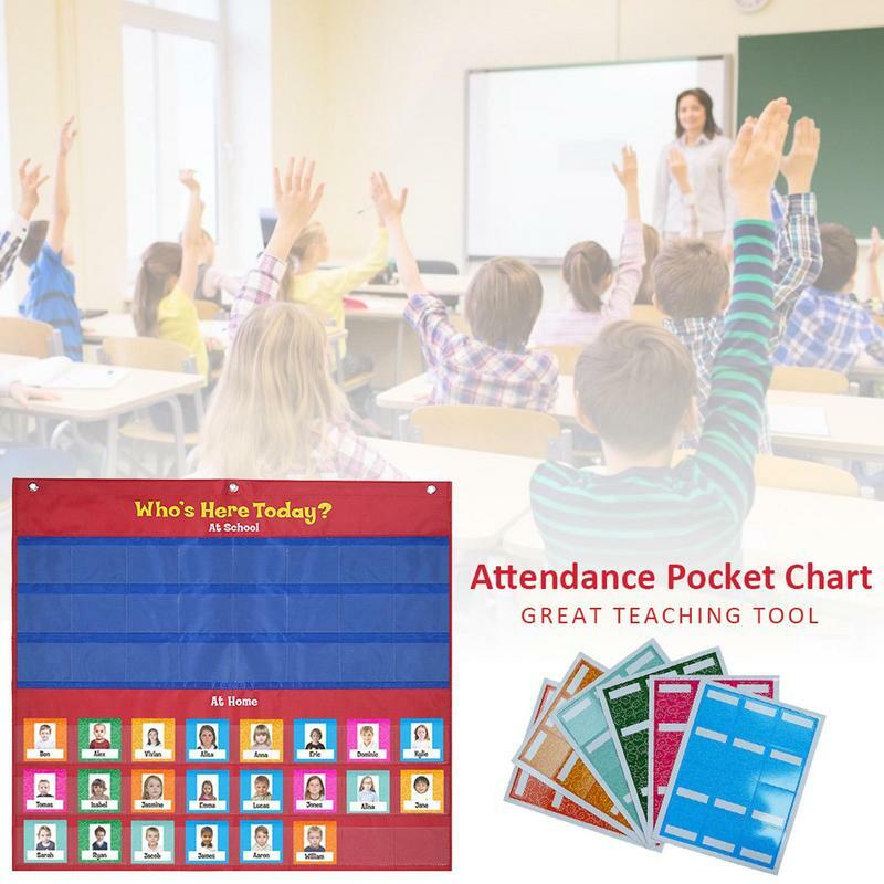 유치원용 포켓 차트, 교실 출석 차트, 내구성 있는 교실 관리, 72 카드