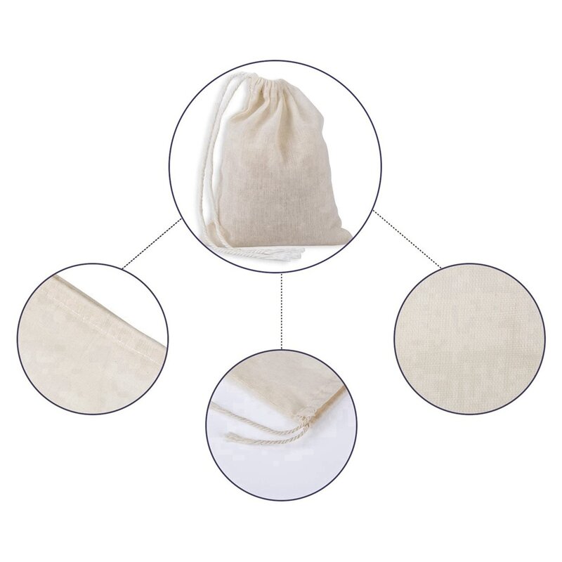 Bolsas de muselina de algodón con cordón, bolsas de té para fermentación, 4X3 pulgadas, 1000 unidades