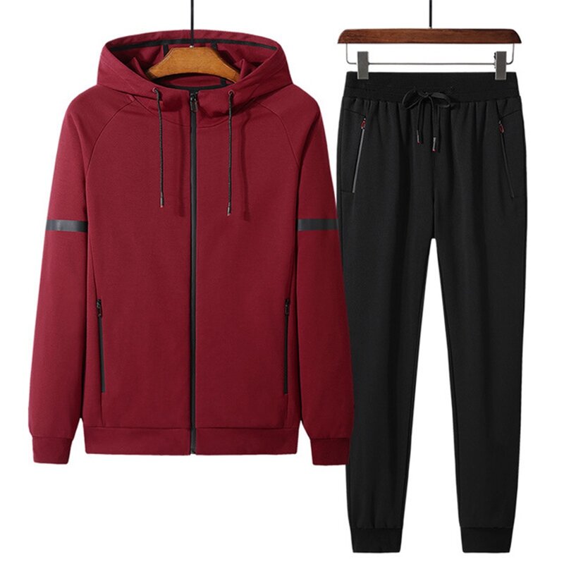 2023 Tracksuits Men Set Zipper Autumn Black Sportswear Track Suit Male cotton Sports Two 2 Piece Quality 9XL 8xl New big size