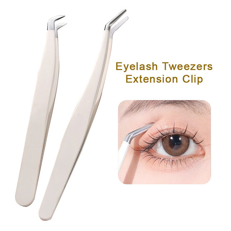 Eyelash Tweezers Extension Clip Stainless Steel Anti-Static Superhard High Precision Tweezers With Fiber Tips Makeup Tools