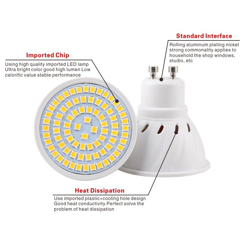 SMD LED بقعة ضوء لمبة ، مصباح الأضواء ، E27 ، E14 ، MR16 ، GU10 ، 220 فولت-240 فولت ، 48 ، 60 ، 80 ، 2835