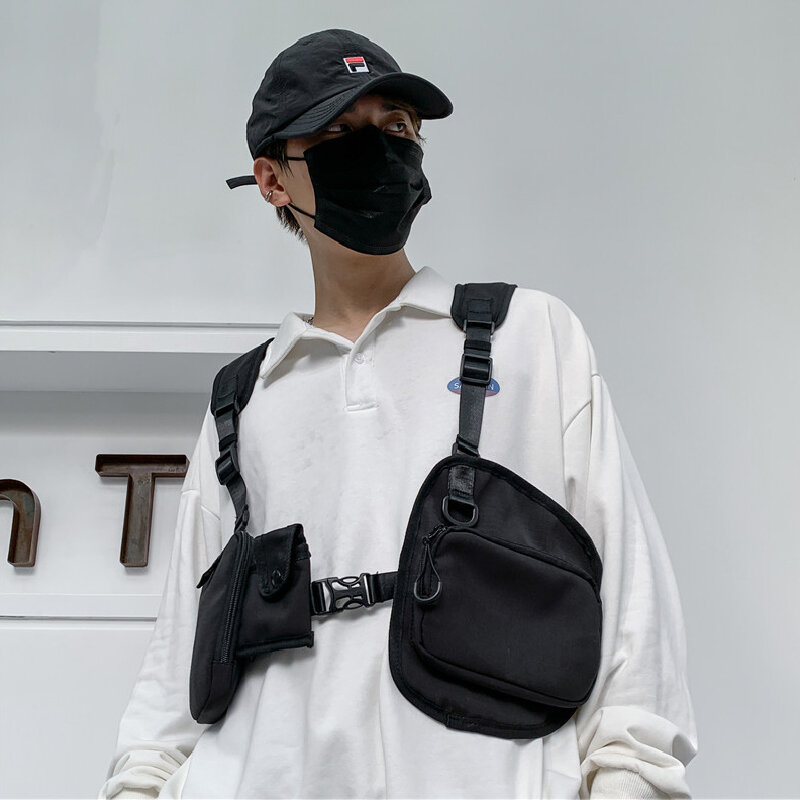 2022 novo hip-hop streetwear peito rig saco de alta qualidade náilon tático colete maré marca design multifunction colete sacos peito