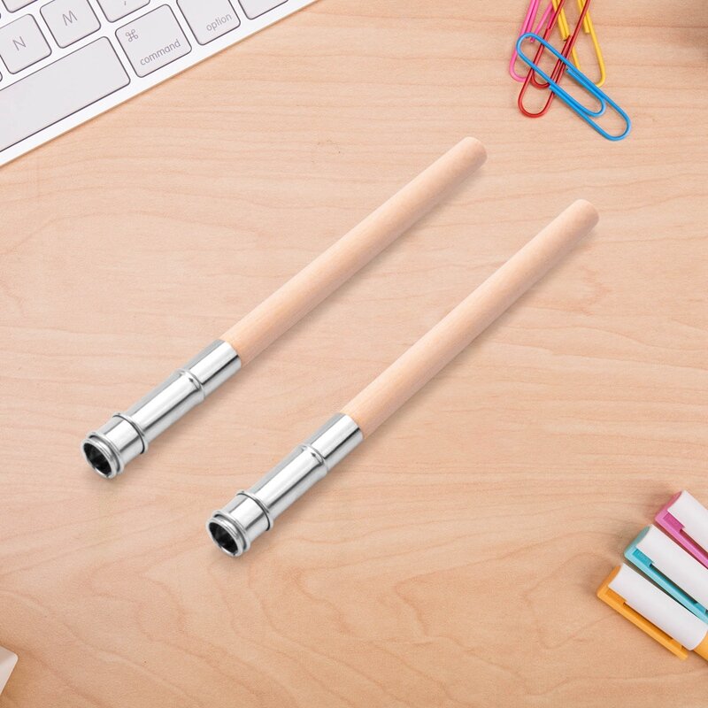 12 Pieces Wooden Pencil Extenders Art Pencil Lengthener Crayon Extension With Aluminum Handle For School Office Supplies