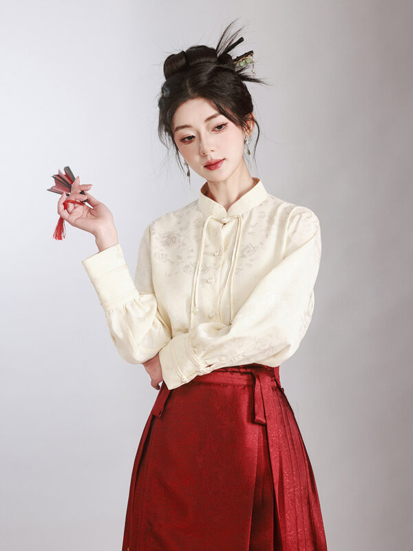 Traje tradicional de hanfu chinês para mulheres, saia de cavalo, roupas vintage, dinastia Ming