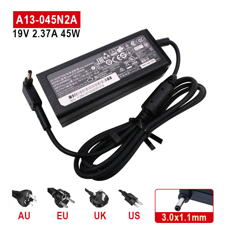 19V 2.37A 45W 3.0*1.1mm AC Laptop Adapter Charger For Acer Aspire S7 S7-392/391 V3-371 A13-045N2A PA-1450-26 ES1-512-P84G