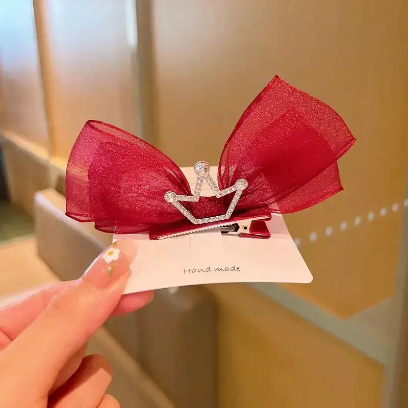 Koreaanse Gaas Kinderen Boog Haar Pin 3D Princess Crown Hair Pin Verjaardag Fotografie Hoofddeksels Meisjes Kids Haar Accessoires