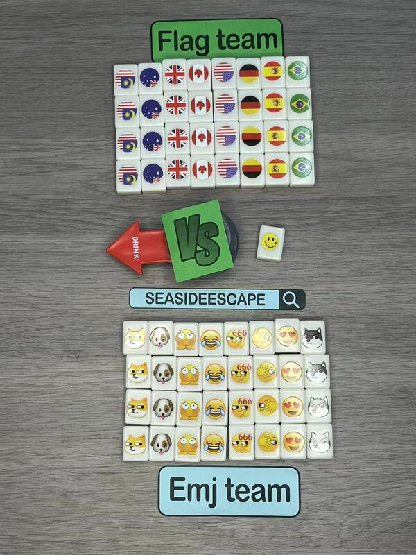 Minijuego Mahjong con patrón de bandera para niños, juego de relajación, divertido y fascinante, 64 + 1 bloques, Escape costero, 24mm, 1/2 jugadores