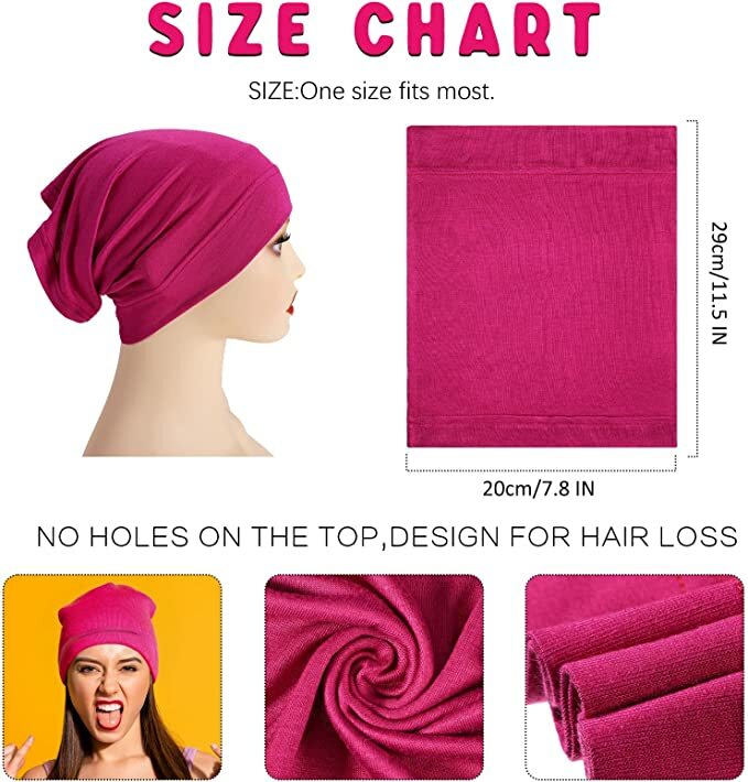 Gorro de rastas para mujer, Hijab elástico debajo de la bufanda, Color sólido, Unisex