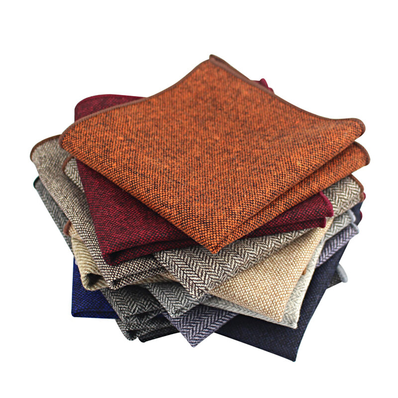 Lã bolso quadrado Hankerchief para homens, terno quadrado, guardanapo de bolso monocromático, moda, 23x23cm