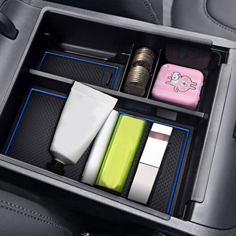 Podłokietnik konsoli środkowej taca pudełko z niebieskimi podkładkami ABS pasujące do Hyundai Tucson NX4 2022 2021 New