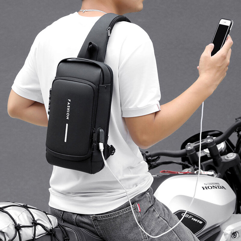 男性用多機能盗難防止ショルダーバッグ,男性用USB付き多機能トラベルバッグ