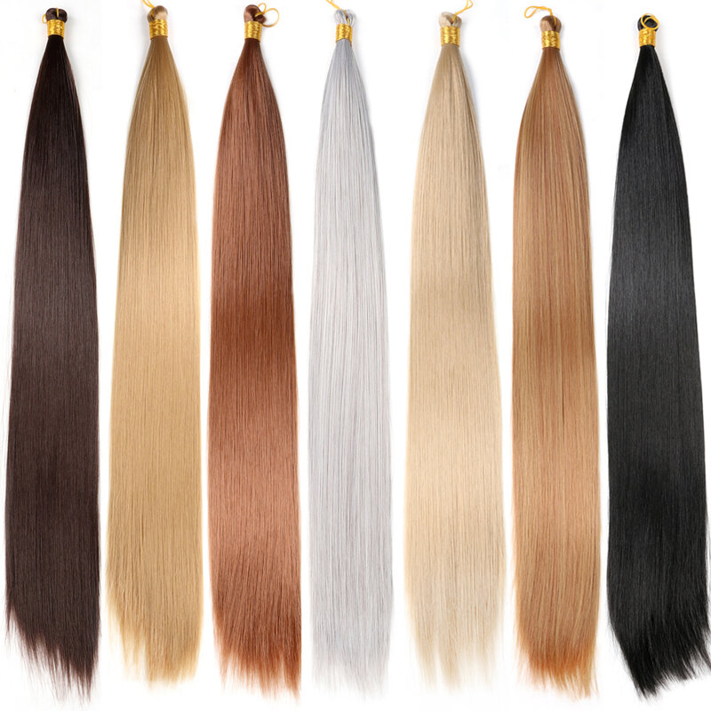 Bellqueen-Straight Pony Hair Extension para mulheres, Pacotes de tranças de crochê, tranças sintéticas, 22 polegadas, cinza, massa