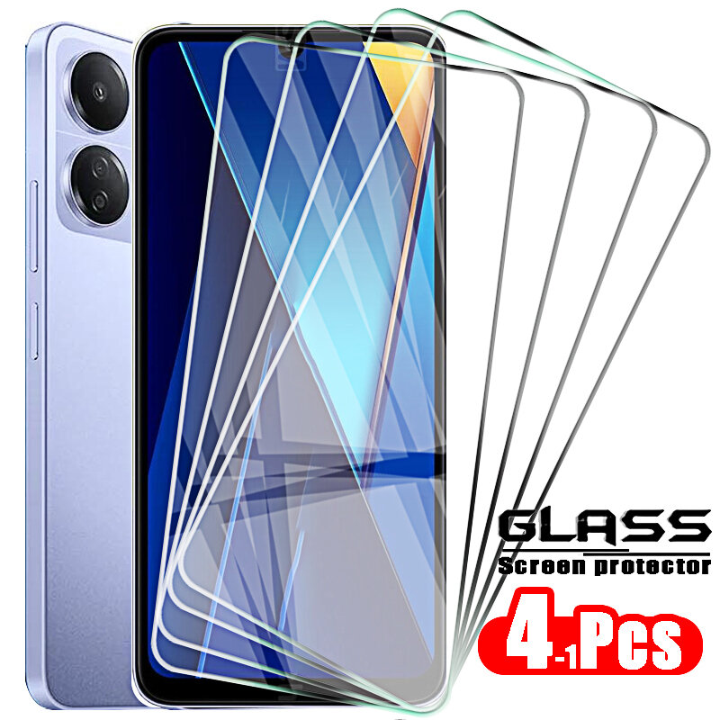 Protetor de tela de vidro temperado à prova de choque, vidro protetor para Xiaomi Poco C65, C55, C51, C50, C40, C31, C30, C3, 4-1pcs